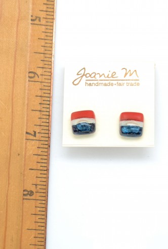 Red White Blue Glass Studs
